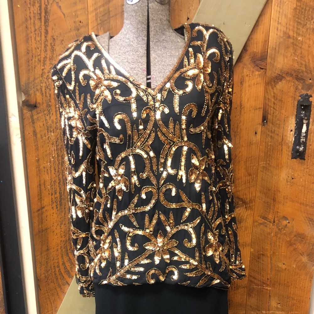 Vintage Black/Gold Sequins Top